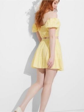 Wild FableWomen's Tiered Eyelet Mini Skirt Yellow Size XXS NWT